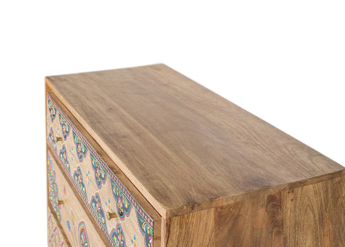 GINER Y COLOMER Commode en bois de manguier avec détails peints à la main